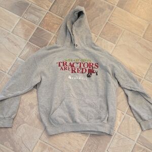 Womens Gray Farmall Hoodie with Red Tractor Print